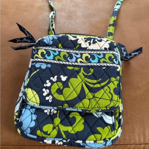 Vera Bradley Handbags - Vera Bradley Navy and Lime Quilted Crossbody Bag